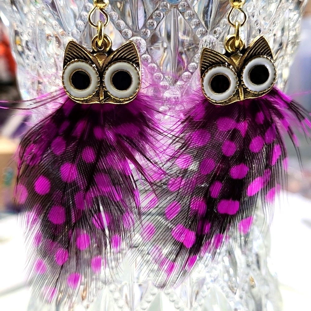 Pink Owl Earrings!